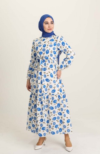 Saxe Hijab Dress 6013-03