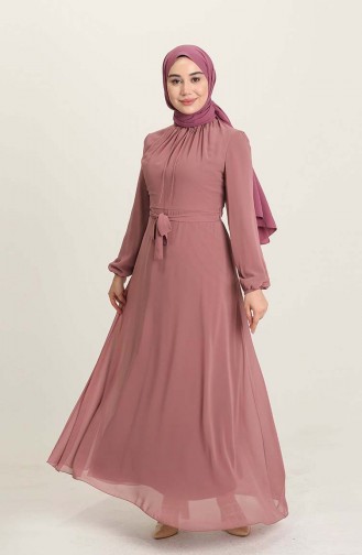Dusty Rose Hijab Evening Dress 5674-10