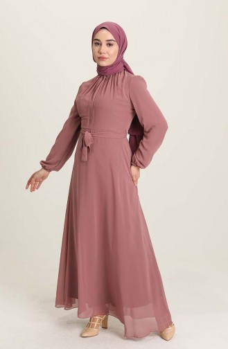 Dusty Rose Hijab Evening Dress 5674-10