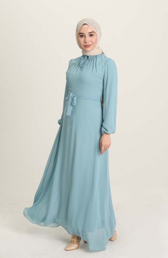 Minzenblau Hijab-Abendkleider 5674-12