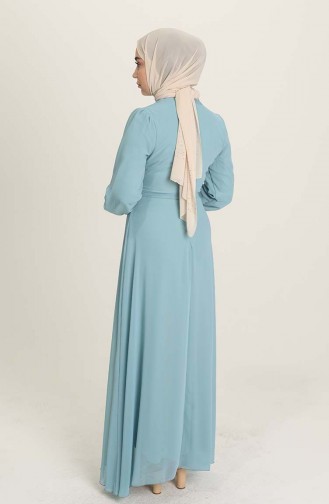 Mint Blue Hijab Evening Dress 5674-12