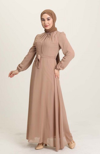 Mink Hijab Evening Dress 5674-13