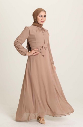Mink Hijab Evening Dress 5674-13