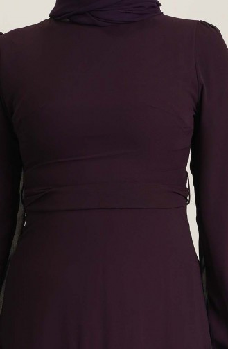 Plum Hijab Evening Dress 5712-12