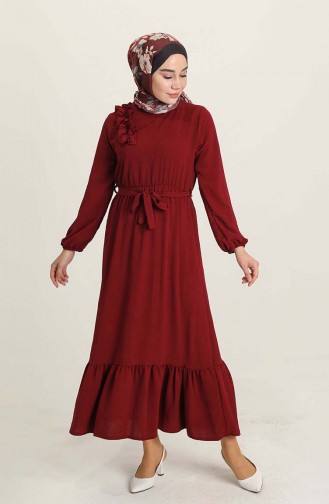 Claret Red Hijab Dress 1004-03