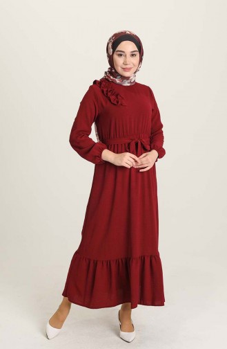 Claret Red Hijab Dress 1004-03