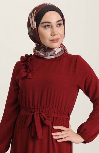 Weinrot Hijab Kleider 1004-03