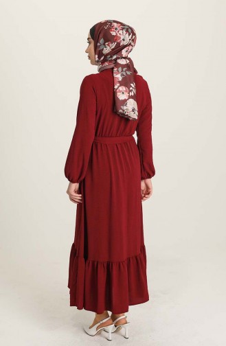 Claret Red Hijab Dress 1004-03