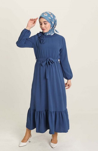Navy Blue Hijab Dress 1004-04