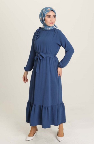 Navy Blue Hijab Dress 1004-04