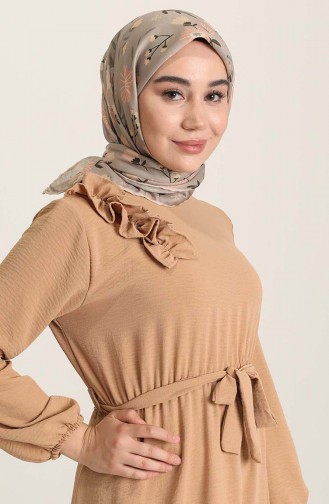Milk Coffee Hijab Dress 1004-06