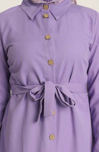 Tofisa Boydan Düğmeli Kuşaklı Elbise 3244-02 Mor