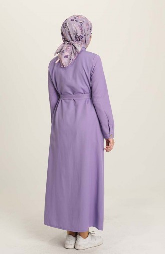 Tofisa Boydan Düğmeli Kuşaklı Elbise 3244-02 Mor