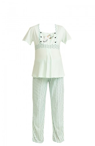 Akbeniz Kadın 100 Pamuklu Hamile Pijama Takımı 4509 Su Yeşili