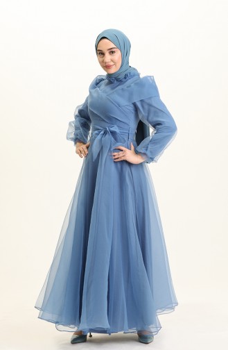 Indigo Hijab Evening Dress 4925-05