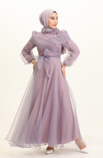 Violet Hijab Evening Dress 4925-06