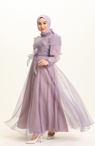 Violet Hijab Evening Dress 4925-06