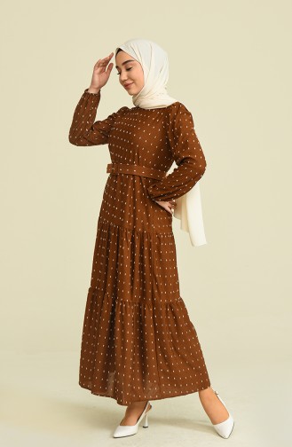 Tan Hijab Dress 5606-02