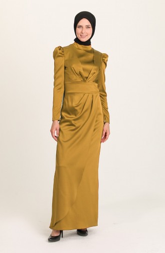 Gold Hijab Evening Dress 3415-05