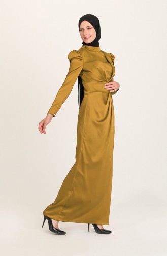 Gold Hijab Evening Dress 3415-05