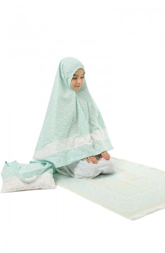 Çantalı Çocuk Namaz Elbisesi 0958-01 Mint Yeşili