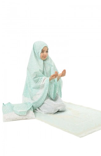 Çantalı Çocuk Namaz Elbisesi 0958-01 Mint Yeşili