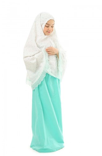 Çocuk Namaz Elbisesi 0980-01 Mint Yeşili