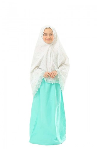 Çocuk Namaz Elbisesi 0980-01 Mint Yeşili