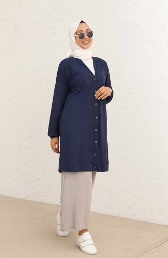 Düğmeli Hırka 0961-06 Lacivert