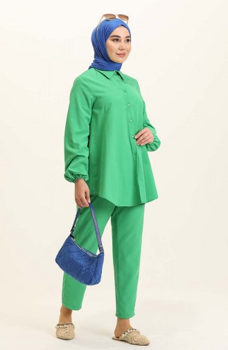 Kolu Lastikli Asimetrik İkili Takım 0118-02 Yeşil