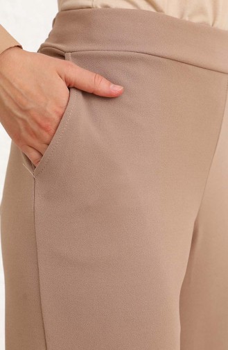 Yarım Lastikli Bayan Pantolon 1028-04 Krem