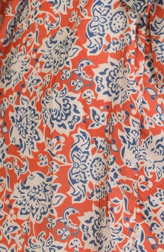 Desenli Abaya Pantolon İkili Takım 0124-03 Taba