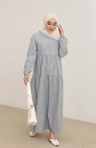 Navy Blue Hijab Dress 1801-07