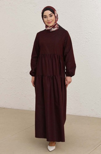 Claret Red Hijab Dress 1802-02