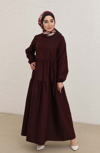 Claret Red Hijab Dress 1802-02