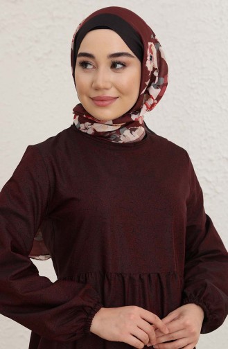 Claret Red Hijab Dress 1802-02