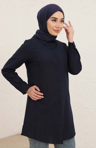 Buttoned Tunic 2562-03 Navy Blue 2562-03