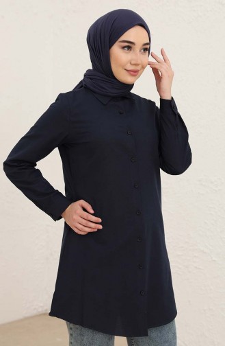 Düğmeli Tunik 2562-03 Lacivert