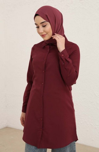 Düğmeli Tunik 2562-05 Mürdüm