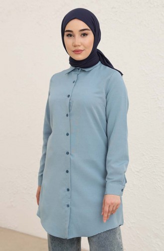 Düğmeli Tunik 2562-06 İndigo