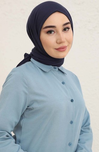 Düğmeli Tunik 2562-06 İndigo