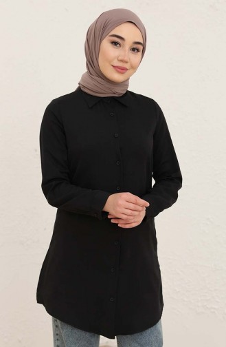 Düğmeli Tunik 2562-07 Siyah