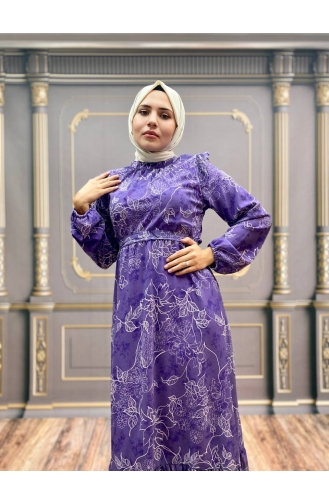 Lila Hijab Kleider 8003-01