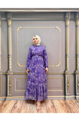 Lila Hijab Kleider 8003-01