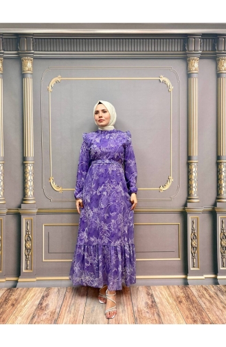 Violet Hijab Dress 8003-01