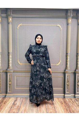 Black Hijab Dress 8003-03