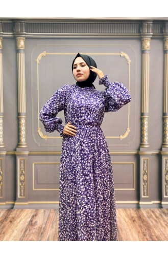 Violet Hijab Dress 8050-03