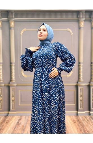 Indigo Hijab Dress 8050-04