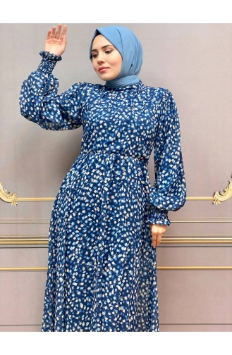 Indigo Hijab Dress 8050-04