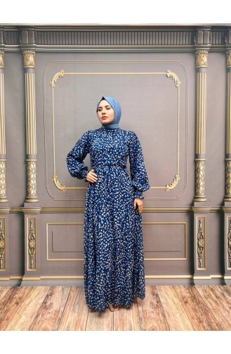 Indigo Hijab Dress 8050-04